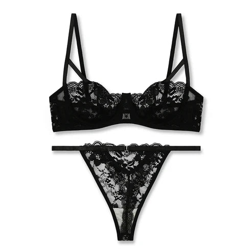 Non Padded Bra Set - Black Lace Net