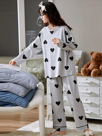 GREY HEART - FULL SLEEVES PJ SUIT FOR WOMEN