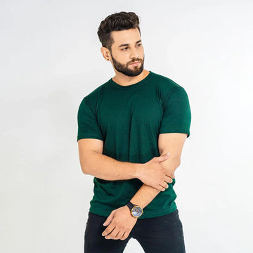 Plain Tees For Men - BOTTLE GREEN