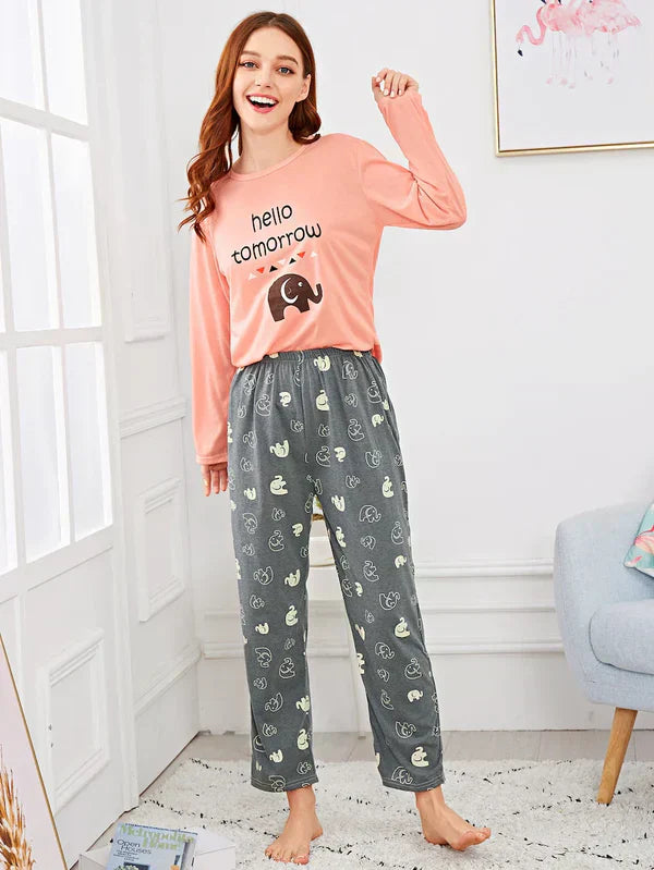 HELLO TOMORROW PRINTED - PJ SUIT FOR WOMEN