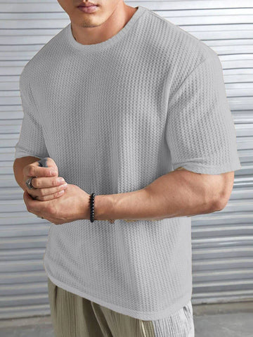 OVERSIZED WAFFLE KNIT FOR MEN - GREY