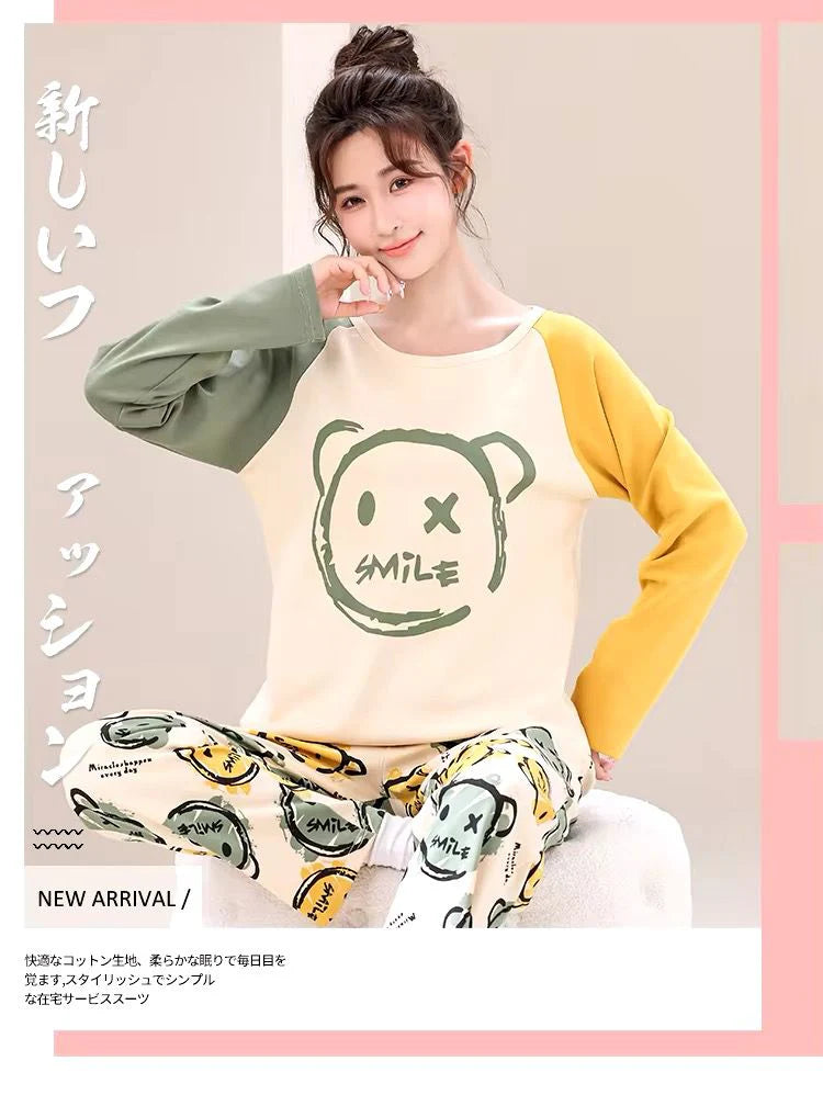 CREEP SMILEY PRINTED - FULL SLEEVES PJ SUIT FOR WOMEN