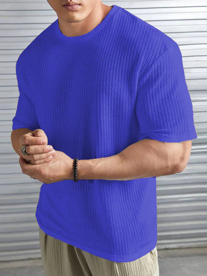 OVERSIZED WAFFLE KNIT FOR MEN - OXFORD BLUE