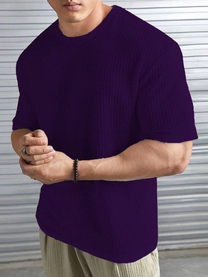 OVERSIZED WAFFLE KNIT FOR MEN - PURPLE