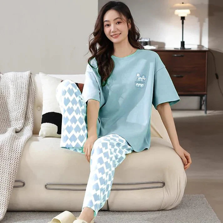 SKY BLUE PRINTED - PJ SUIT FOR WOMEN