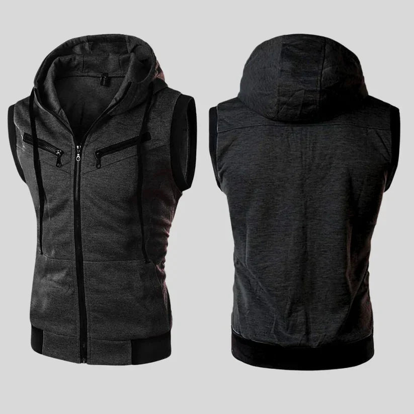 Charcoal Sleeveless Hodded Zipper