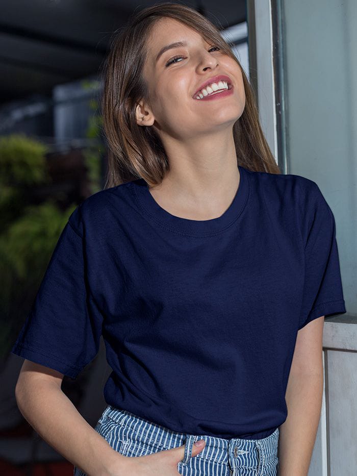 Plain Tees For Women - NAVY BLUE