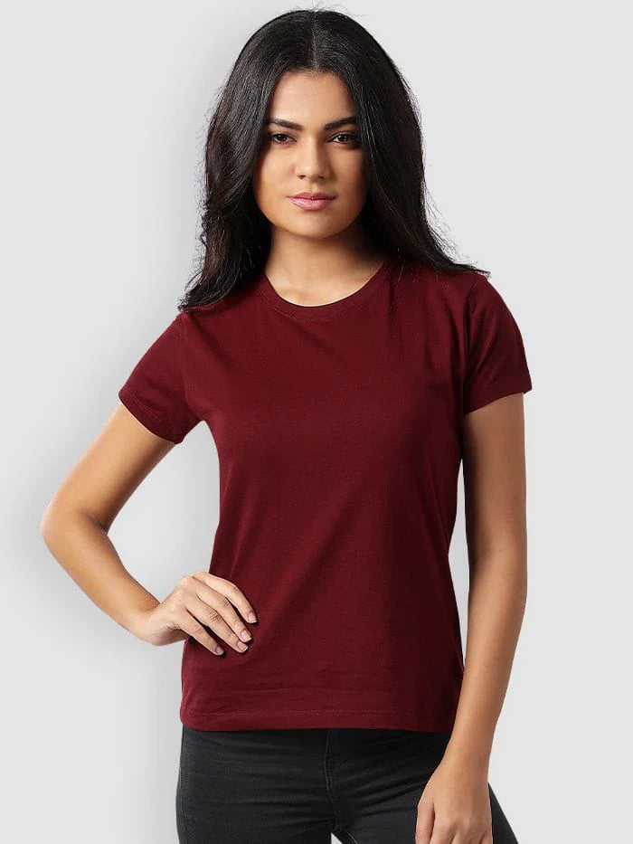 Plain Tees For Women - MAROON