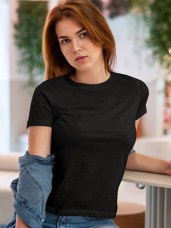 Plain Tees For Women - BLACK