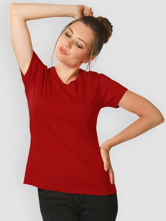 Plain Tees For Women - RED