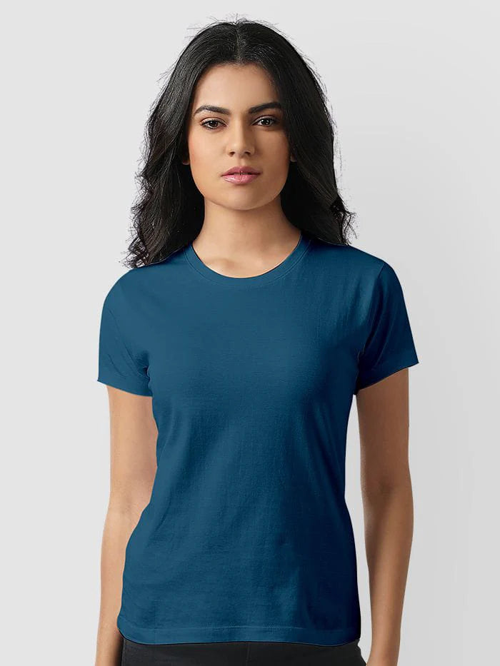 Plain Tees For Women - PETROLIUM BLUE