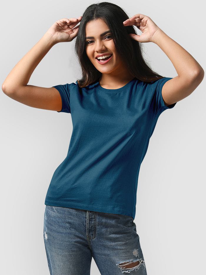 Plain Tees For Women - PETROLIUM BLUE