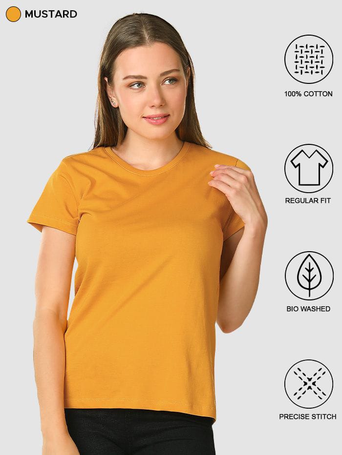 Plain Tees For Women - MUSTARD