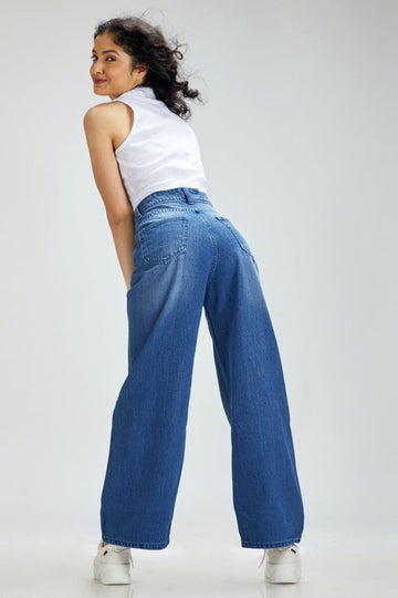 BLUE Wide-Leg Jeans For Women