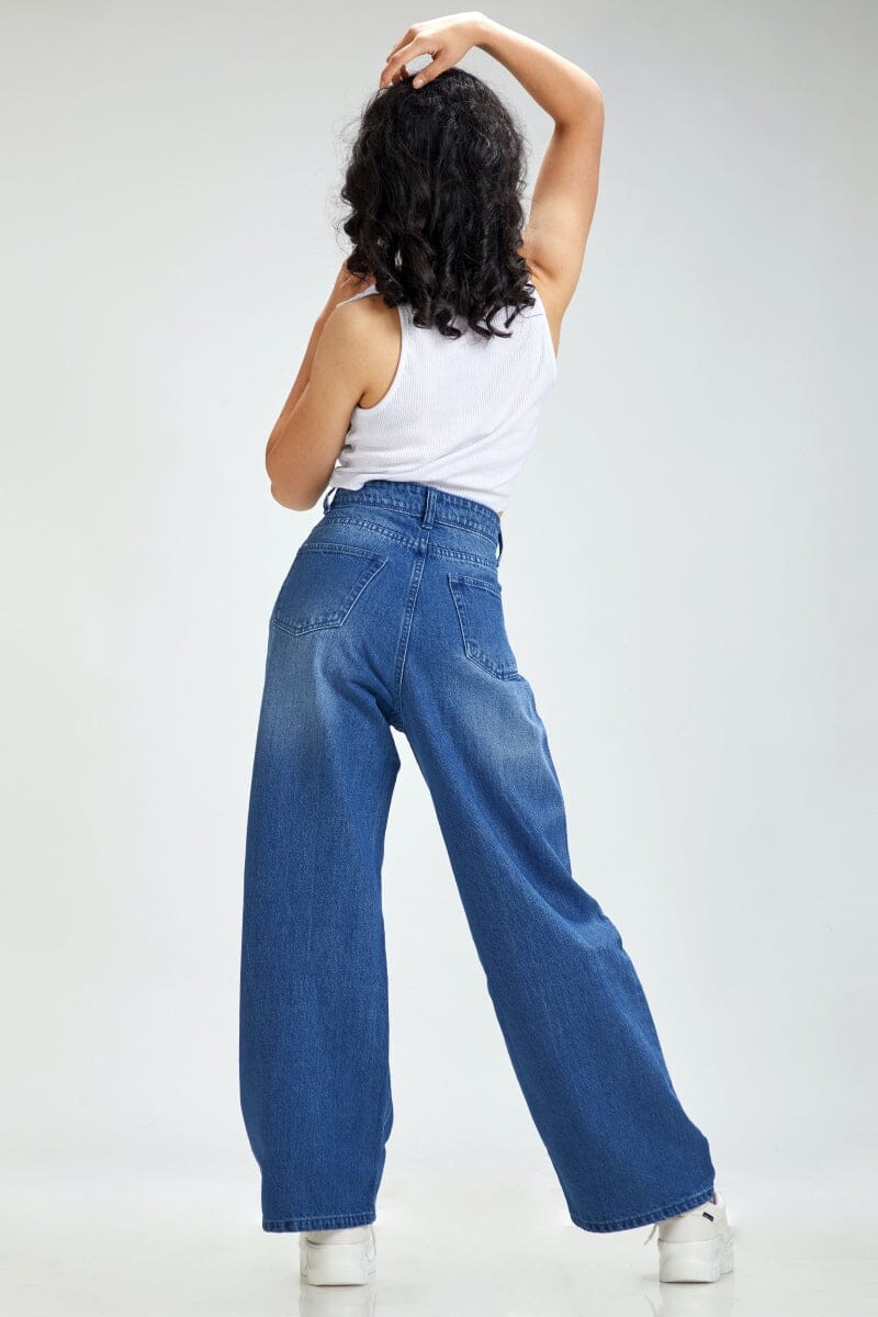 BLUE Wide-Leg Jeans For Women