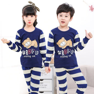 Blue Roll Up Printed Kids Night Suit Kids Wear