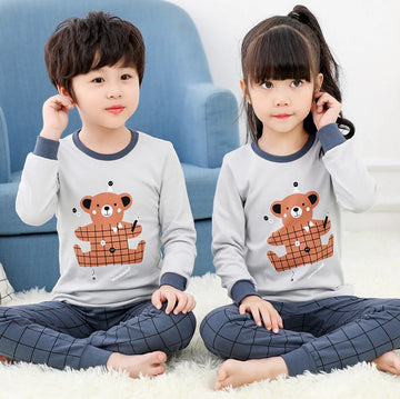 Sky Blue Bear Printed Boys & Girls Kids Wear