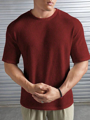 OVERSIZED WAFFLE KNIT FOR MEN - MAROON