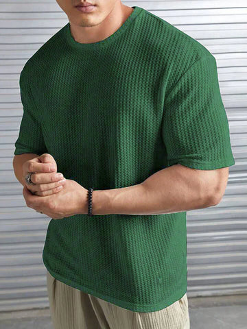 OVERSIZED WAFFLE KNIT FOR MEN - OLIVE