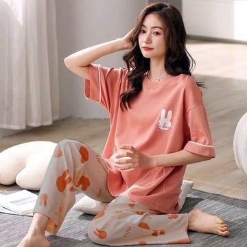 CUTE BUNNY PRINTED - PJ SUIT FOR WOMEN