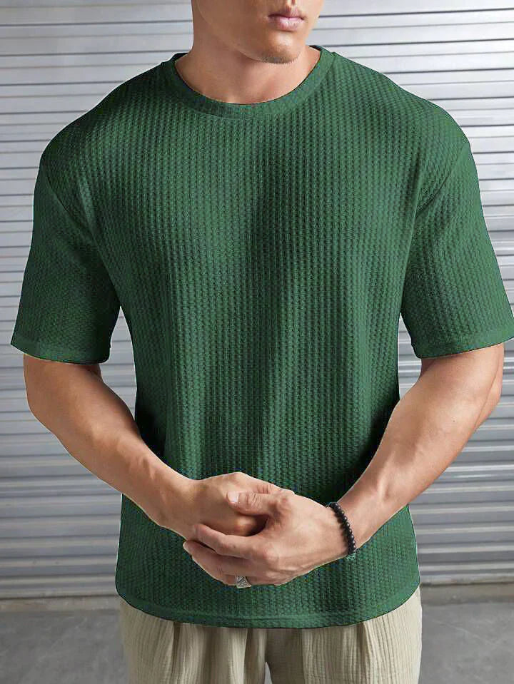 OVERSIZED WAFFLE KNIT FOR MEN - OLIVE